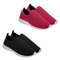 Imagem de Tenis Calce Facil Liso Leve Macio KIT 2 Pares Mesma Numeração - Beto C