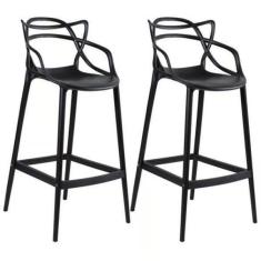 Imagem de Kit Com 2 Banqueta Allegra Masters 100% Polipropileno Preta