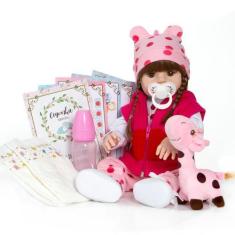Imagem de Boneca Reborn Girafinha Corpo de Silicone com Vários Itens - Cegonha R