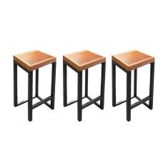 Imagem de Kit 3 Banquetas Bistro Premium Estilo Industrial Preto