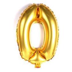 Imagem de Balão Metalizado Numero 0 Dourado 70cm