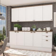 Imagem de Cozinha Modulada 6 Peças com Armário Aéreo 2 Portas Branco Branco/Ébano