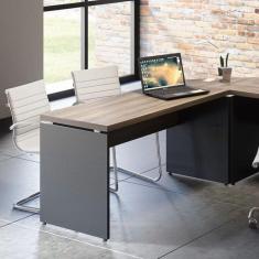 Imagem de Mesa para Escritório Diretor 134x60cm PE40 Pandin Móveis  Noce Marromlle/Preto