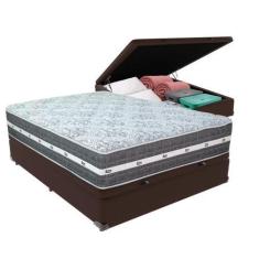 Imagem de Cama Box Baú Marrom e Colchão Black Graphite Molas Ensacadas Casal 138