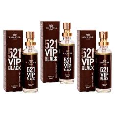 Imagem de Kit 3 Perfumes Masculinos 521 VIP Black 15ml - Amakha Paris