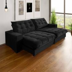 Imagem de Sofá Califórnia Retrátil E Reclinável 4 Lugares 2,30m Com Molas Ensacadas E Pillow Preto Preto