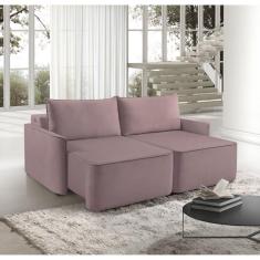 Imagem de Sofá Retrátil 160cm com Porta USB 2 Lugares Moon 2326 Rosa