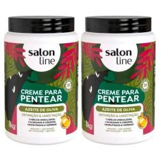 Imagem de Kit Creme Para Pentear Salon Line Azeite De Oliva 1Kg - 2 Unidades