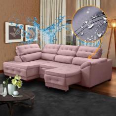 Imagem de Sofá Retrátil E Reclinável De Canto Chaise 250 X 150 Cm Luiza Suede Ro