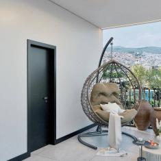 Imagem de Kit Porta Completa com Ferragens 74x213x14 Direita Preto