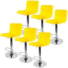 Imagem de Kit 6 Banquetas Gomos para Cozinha 3-35 - Riverside, Amarela