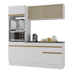 Imagem de Armário De Cozinha Compacta 3 Peças Com Rodapé Mp2178 Made Multimóveis Branco/dourado Branco/dourado