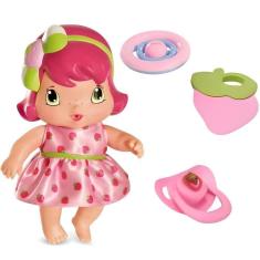 Imagem de Boneca Moranguinho Baby Amiguinha Petit Com Acessórios Mordedor Chupeta Chocalho Articulada MIMO
