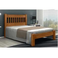 Imagem de Cama Queen Size Pérola de Madeira Maciça Angelim Pedra/Tauari - Imbuia