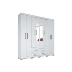 Imagem de Guarda Roupa 8 Portas E 4 Gavetas C Espelho E Pes Napoles Branco Santos Andira
