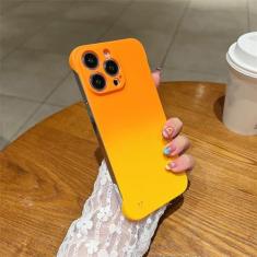 Imagem de Capa de telefone luxuosa fosca sem moldura gradiente doce colorida para iPhone 14 13 12 11 Pro Max X XR XS Max 6 6S 7 8 Plus SE 2022 Capa para PC, laranja, para iPhone 8