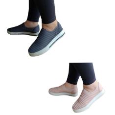 Imagem de kit 2 Tênis Pares Tênis Sola Alta Slip On Rosê e Cinza-Feminino
