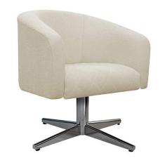 Imagem de Poltrona Luiza Base Giratória de Metal Linho Bege - Doce Sonho Móveis