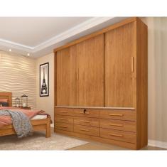 Imagem de Guarda Roupa 3 Portas Chicago C- De Correr E 9 Gavetas Cinamomo - Tcil Móveis