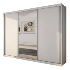 Imagem de Guarda Roupa Paradizzo Casal com Espelho 3 Portas 6 Gavetas Novo Horizonte Cor Branco