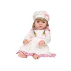 Imagem de Boneca Reborn Bebê Loira Realista Fofinha Enxoval 13 Itens - Cegonha R