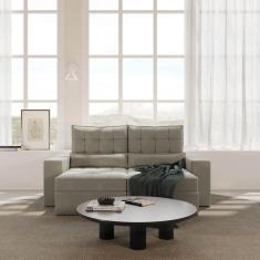 Imagem de Sofá Retrátil e Reclinável 3 Lugares 220cm Embaúba Extra Cabecasa Madeiramadeira Cinza Claro Fosco