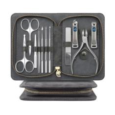 Imagem de Cortador de unhas manicure pedicure conjunto tudo em 1 kit de cuidados com as unhas leve portátil, cinza