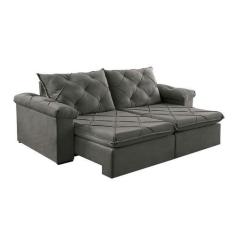 Imagem de Sofá 3 Lugares Retrátil e Reclinável Astor Veludo Cinza 242 cm - Estof