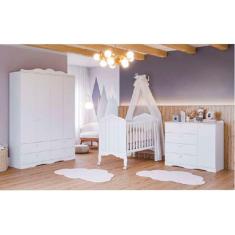 Imagem de Quarto de Bebe Completo com Guarda Roupa Comoda e Berço 100% MDF Encanto Harmonia Branco Permóbili Baby
