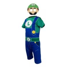 Imagem de Fantasia Roupa Infantil Super Luigi com Máscara ( dos 2 aos 9 anos ) -