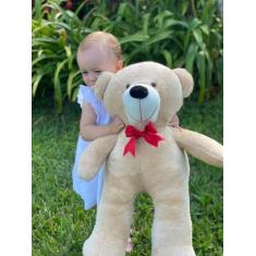 Imagem de Urso De Pelúcia Teddy Grande Com Laço 65cm - Doce De Leite - ThamyBaby