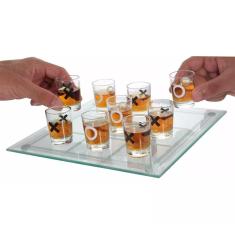Imagem de Jogo Da Velha Shot Drink Em Vidro Com 8 Copos Pequen 13x13cm