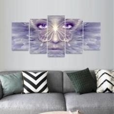 Imagem de Quadro Abstrato Retrato Olhos Místicos Mosaico 5 Peças