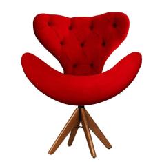 Imagem de Cadeira Decorativa Egg Com Capitonê  Giratória Madeira