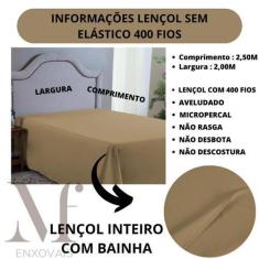 Imagem de Lençol Casal 400 Fios Sem Elástico Micro Percal Linha Premium Cama Box