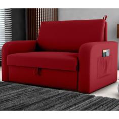Imagem de Sofá Cama Com Baú 2 Lugares Harry Veludo Maserati Vermelho