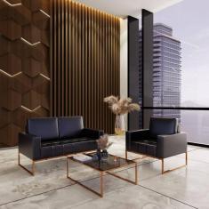 Imagem de Sofá para Escritório e Recepção 3 Lugares Sintético Atena Preto