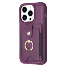 Imagem de Cartões de suporte de anel Solt Holder capa de couro para iPhone 14 Pro Max 13 12 11 XS XR 6 7 8 Plus SE 2022 2022 Capa de telefone carteira, roxo escuro, para iPhone 14 Pro