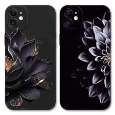 Imagem de Yomjew Pacote com 2 capas de telefone florais lindas flores para iPhone 12 de 6,1 polegadas, design de impressão padrão de proteção de lente de câmera completa, antiarranhões, macia, fina, flexível,