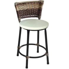 Imagem de Banqueta Baixa Preta Junco Capuccino Com Assento Branco Fortmix