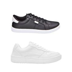 Imagem de Kit 2 Pares Tênis Feminino Casual Básico Cadarço Modernos-Feminino