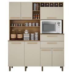 Imagem de Armário de Cozinha Compacto em Madeira Valdemóveis Monterey 7 Portas 2 Gavetas Cinamomo e Off White