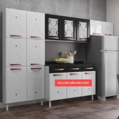 Imagem de Cozinha De Aço Compacta Telasul Mirage New 3 Vidros 3 Peças Branco/Pre