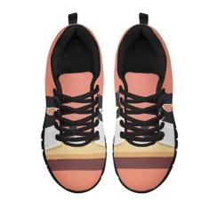 Imagem de GOSTONG Tênis de corrida feminino, de malha respirável, sola de borracha, antiderrapante, cadarço para uso ao ar livre, preto, 34-46, Gatos legais para animais, 41