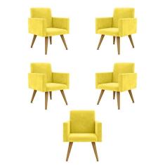 Imagem de Kit 05 Cadeiras Poltronas Decorativa - Escritório - Recepção Cor:amarelo