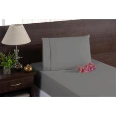 Imagem de Jogo Lençol Solteiro 400 Fios Poliéster Ponto Palito Cinza - Beatriz E