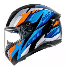 Imagem de Capacete Moto Spike 2 Peels Bsn Preto Azul Metálico Fechado, 62
