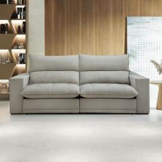 Imagem de Sofá Retrátil E Reclinável Martinho 250cm Boucle Gelo - Celflex