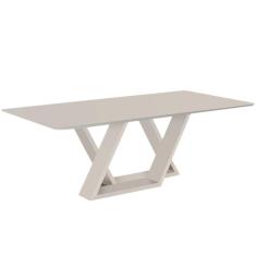 Imagem de Mesa de Jantar Livia Flora 160 cm Retangular Borda Arredondada Madeira Vidro Colado Laca Branco