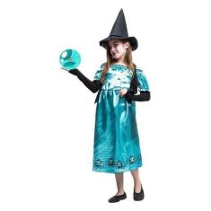 Imagem de Fantasia Bruxa Briana Verde Infantil Com Colete de Halloween - Fantasi
